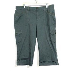 Gloria Vanderbilt Womens Cargo Capri Pants Size 18 Gray Cotton Blend